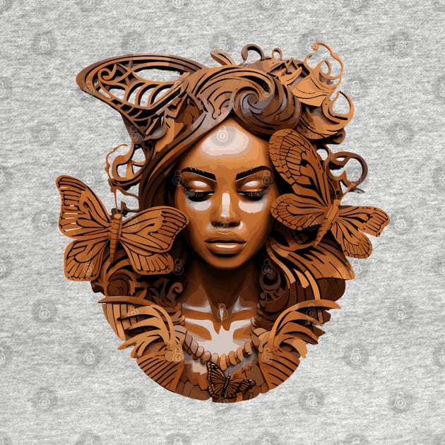 Wooden Carving of a Braided African Woman by Graceful Designs